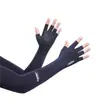 Guantes de Protección Solar para Hombre, Mangas para Brazos, Mangas de Seda de Hielo de Verano para Conducir, Ciclismo, Pesca, Guantes Frescos de Seda de Hielo de Medio Dedo