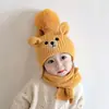 Set de Sombrero de Oso para Niños Invierno Grueso Tejido Forrado de Felpa para Niños y Niñas Estilo Coreano Versátil Lindo Sombrero de Lana