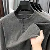 Sudadera Redonda de Rafia Trenzada para Hombre 2026 Otoño/Invierno Nuevo Estilo Old Money Sudadera para Hombre de Tres Botones Venta al por Mayor