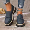 2026 Nuevos Mocasines de Talla Grande para Primavera y Otoño Talla Grande Casual Gamuza Estilo Británico Zapatos de Mujer Tacón Grueso Suela Gruesa Comercio Exterior Retro