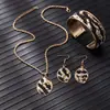 Conjunto de pulsera, collar y pendientes de estilo europeo y americano transfronterizo con grava de colores y apertura lateral ancha, accesorios de pulsera de diamantes, joyería para orejas