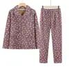 Conjunto de Cardigan Quente para Outono e Inverno para Mulheres de Meia-idade e Idosas Estilo Vovó Veludo Adicionado Cardigan de Lapela para Senhora Pijama