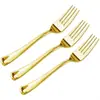 En stock comercio exterior plato de cena plástico Tenedor Dorado cuchillo desechable, tenedor y cuchara juego vajilla oro rosa al por mayor transfronterizo