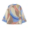 ZA comercio exterior transfronterizo europeo y americano ropa de mujer, popular en AliExpress, conjunto de camisa estampada con ribete de encaje y pantalones de pierna ancha