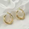 Pendientes de Metal Trenzado con Forma de Cruz de Celebridad de Internet con Estilo, Pendientes de Metal en Anillo de Mobius Multicapa, Joyería de Metal de Nicho