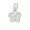 Prata 925 banhada a ouro branco, pingente de flor de gelo finamente trabalhado, pequeno berloque de flor, acessório de flor de pessegueiro para pulseira e colar DIY