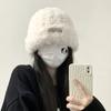 Gorro de Tricô Listrado Fofo para Mulheres, Novo Estilo Outono e Inverno, Faz o Rosto Parecer Menor, Engrossado para Aquecimento, Circunferência da Cabeça Grande, Gorro Slouchy com Proteção para as Orelhas