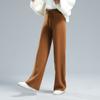 Pantalones de pierna ancha de punto populares en transmisión en vivo para mujer, primavera y otoño, cruzados, adelgazantes, rectos, de cintura alta, con cordón, estilo mopa