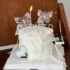 Decoraciones para Pastel del Día de San Valentín Chino 2025 Adornos Celebridad de Internet Sinfonía Mariposa Espejo de Diamante Felices Fiestas Enchufe