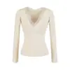 Camiseta de Renda Patchwork Manga Longa Puramente Sexy, Novo Estilo de Primavera, Fashion e Versátil, Slim Fit, Top Base Valorizador