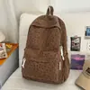 Mochila Escolar para Meninas do Ensino Fundamental, Bonita, Veludo Cotelê, Versátil, Doce, Grande Capacidade, Mochila Leve para Estudantes do Campus
