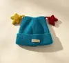 Touca de Tricô Estrela para Bebê Outono e Inverno Quente Infantil Bonita Estrela de Cinco Pontas 3D Touca de Lã para Bebê