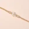 Pulsera de Zirconia para Mujer, Hecha a Mano, Moderna, Versátil, Flor de Cinco Pétalos, Mayoreo, Chapada en Oro, Incrustada de Diamantes, Fábrica de Origen, Pulsera Floral