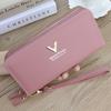 Nova Carteira Feminina Moda Zíper Dupla Camada Longa Clutch Bolsa Padrão Lichia Bolsa para Celular Espessa Multi-cartão Grande Capacidade