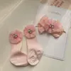 2026 Nuevo Producto Diadema con Flor de Lazo Estilo Coreano Color Sólido Algodón Calcetines de Media Pantorrilla Juego Combinado de Accesorios para el Cabello para Niños