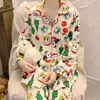 Corea del Sur Dongdaemun Pijamas Nuevos para Mujer Ins Cuadros Rosas y Verdes Ropa de Casa Se Pueden Usar Afuera Cárdigan Fabricante de Ropa Lista Venta al por Mayor