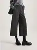 Qualidade de Balcão Moda Nova Inverno 2025 Aconchegante Espessado Escovado Calças Cropped de Pernas Largas Casuais Calças Femininas