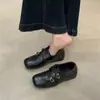 Zapatos de Lana Peluda Retro Cuadrados que Aumentan la Altura Interior Mocasines de Suela Gruesa Nuevos Zapatos Pequeños de Cuero Estilo Británico para Mujer Otoño e Invierno