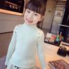 [en stock suéter básico para niña primavera todo-fósforo nuevo bebé niños cuello alto color sólido jersey top