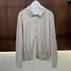 BORBOTIE prendas de punto para mujer 2026 otoño e invierno nuevo cárdigan de cachemir LP cuello polo cárdigan suelto suéter