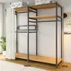 Armario Ensamblaje Sencillo Gabinete de Entrada Dormitorio Hogar Perchero de Metal Habitación de Alquiler Armario Pequeño para Dormitorio