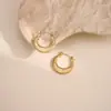 Novos Brincos de Pino Sólidos de Aço Inoxidável Martelado Irregular Geométrico, Simples e Versáteis, Banhados a Ouro 18K