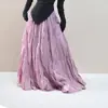 Falda Plisada Texturizada para Mujer Nueva Colección Primavera Verano 2026 Falda Larga con Dobladillo Ancho Falda Simple de Textura de Algodón y Lino
