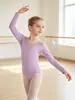 Ropa de baile infantil transfronteriza, algodón puro, absorbente de sudor, manga larga y manga corta, con inserciones de malla, entrepierna abierta, botones ocultos, ropa de práctica para danza china