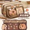 Estojo de Lápis Capivara para Meninas, Caixa de Material Escolar Infantil, Estojo de Lápis de Grande Capacidade para Meninas, Bolsa de Material Escolar para Alunos do Ensino Fundamental, Caixa de Material Escolar