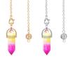 AliExpress alta venda pedra de energia colorida coluna hexagonal de ponta dupla pêndulo espiritual meditação joia de cristal natural atacado