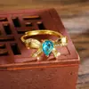 Anillo de Oro Arenado con Lazo Microincrustado de Lujo Ligero, Anillo Abierto Ajustable, Joyería de Moda Tendencia para Mujeres