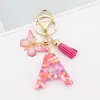 Venta Caliente Transfronteriza a-z Resina Letra Inglesa Lentejuelas Llavero Mariposa Rosa Borla Colgante Colgador de Mochila Mujeres