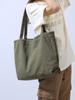 Bolsa de Lona Casual Simple de Gran Capacidad Bolso de Hombro para Mujer Bolso Tote Retro de Color Sólido