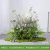 [Serie de Arte Floral de Tres Caracteres] Combinación de Paisajismo con Plantas Verdes Simuladas, Flores Artificiales, Césped Floral, Decoración de Ventana, Decoración Suave de Patio