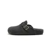 Sapatos Lan Guai com Sola Grossa Estilo Birkenstock para Mulheres, Aumentadores de Altura, Novos Modelos Outono e Inverno, Adequados para Uso Externo, com Forro de Pelúcia, Sapatos de Algodão, Meia-Pantufa Fechada sem Cadarço