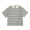 Camiseta de Manga Corta Estilo Universitario con Cuello Polo y Rayas de Contraste para Hombres y Mujeres Verano 2025 Nuevos Tops Casuales Retro que Reducen la Edad