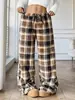 Marca independente transfronteiriça, estilo europeu e americano, calça pantalona com estampa de leopardo para mulheres, cintura alta, fluida, comprimento até o chão, modelagem solta, modeladora, casual e adequada para o uso diário