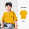 Camiseta bordada linda para niños de Duoduo, ropa infantil de venta caliente en verano, color liso versátil moderna de algodón puro fresca de manga corta