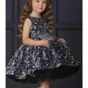 Vestido infantil de hilo abullonado, vestido de princesa, vestido de fiesta de cumpleaños para niñas con lentejuelas, disfraz para pasarela de piano, vestido de manga larga