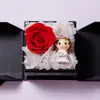 Caixa de Presente de Luxo com Flores Preservadas Transfronteiriça, Caixa de Joias Dupla Porta Estilo Gaveta com Flor de Rosa, Presente de Dia dos Namorados e Dia das Mães