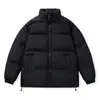 Casaco de inverno novo com blocos de cor transfronteiriços, de algodão espesso com gola alta, jaqueta de algodão quente, casaco de algodão de corte solto para casais, em estoque e pronto para envio