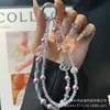 Lanyard de Cristal Versátil de Lujo Ligero para Teléfono, Cadena de Muñeca, Cadena Corta Hecha a Mano con Perlas, Colgante de Joyería de Calabaza con Pedrería, Gama Alta