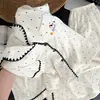 Pijama Cómodo de Algodón Nube con Lunares Refrescante de Verano Talla Grande para Mujer Conjunto de Tres Piezas Ropa de Casa Transpirable de Verano con Almohadillas en el Pecho