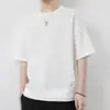 Camiseta de Manga Curta para Comércio Exterior Verão Novo Estilo Padrão Waffle Masculina Solta Tamanho Grande Meia Manga Estudante Casual Tendência Marca Top Roupa