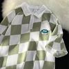 Polo de manga corta a cuadros para hombre, novedad de verano 2024, camiseta informal de solapa a la moda para adolescentes, de manga media, estilo Hong Kong para hombre.