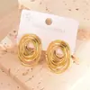 Pendientes Circulares de Acero de Titanio Europeos y Americanos Transfronterizos, Pendientes Geométricos de Nicho de Moda, Pendientes de Lujo Ligero de Alta Gama, Pendientes para Mujer al por Mayor