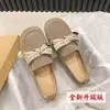 Mocasines planos de otoño con lazo, nuevo estilo 2025, de suela plana, puntera cuadrada, zapatos de suela blanda, versátiles para mujer