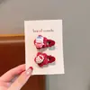 Clip para el pelo rojo de Año Nuevo para niños, clip lateral de tela con gato de dibujos animados para niñas, clip lindo que no daña el flequillo, clip para el pelo de bebé