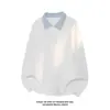 Nueva Camisa Polo a Cuadros con Cuello para Hombre 2026, Verano y Otoño, Camiseta de Hombro Normal, Corte Holgado, Sudadera de Manga Larga Falsa de Dos Piezas