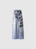 Jeans a Cuadros con Silueta de Street Dance Retro Americano para Mujer Estilo Nuevo Otoño e Invierno 2025 Pantalones de Pierna Ancha Sueltos Chic